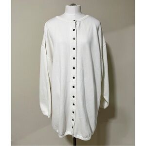 Vintage Lingerie Nordstrom Size XL White Snap Button Down Cardigan Sweater